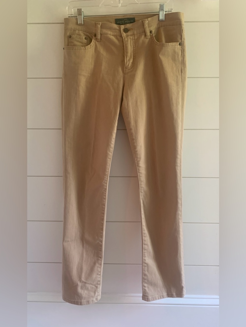 Lauren Jean Co. Ralph Lauren. Modern Straight Tan Jeans